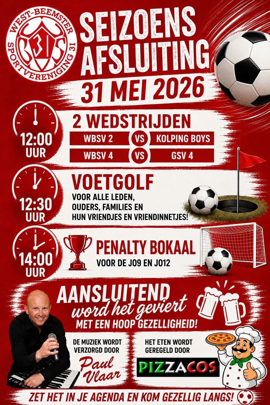 Seizoenafsluiting 31 mei 2026